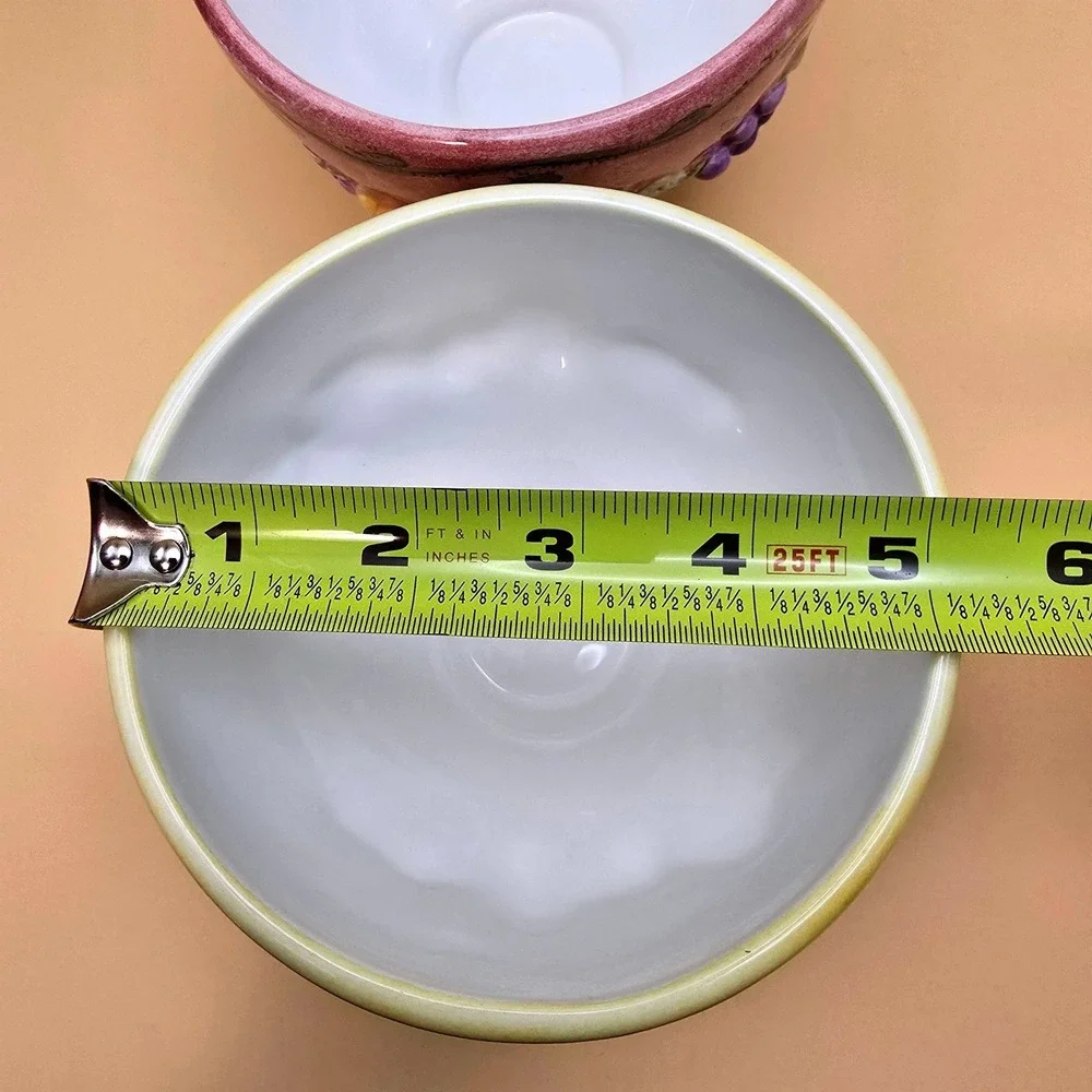 Sango Sangria 3075 Sue Zipkin Footed Fruit Bowls Set of 2 Mauve Yellow‎ Ceramic